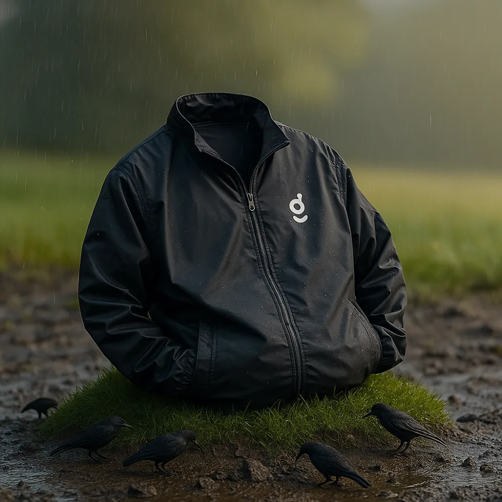 Jaket windbreaker parasut hitam resleting depan custom bordir dada